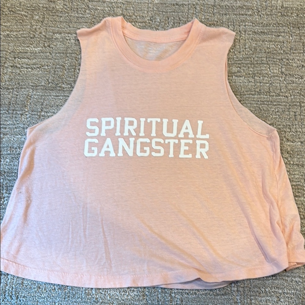 Spiritual Gangster Peachy/Pink Cropped Tank Top